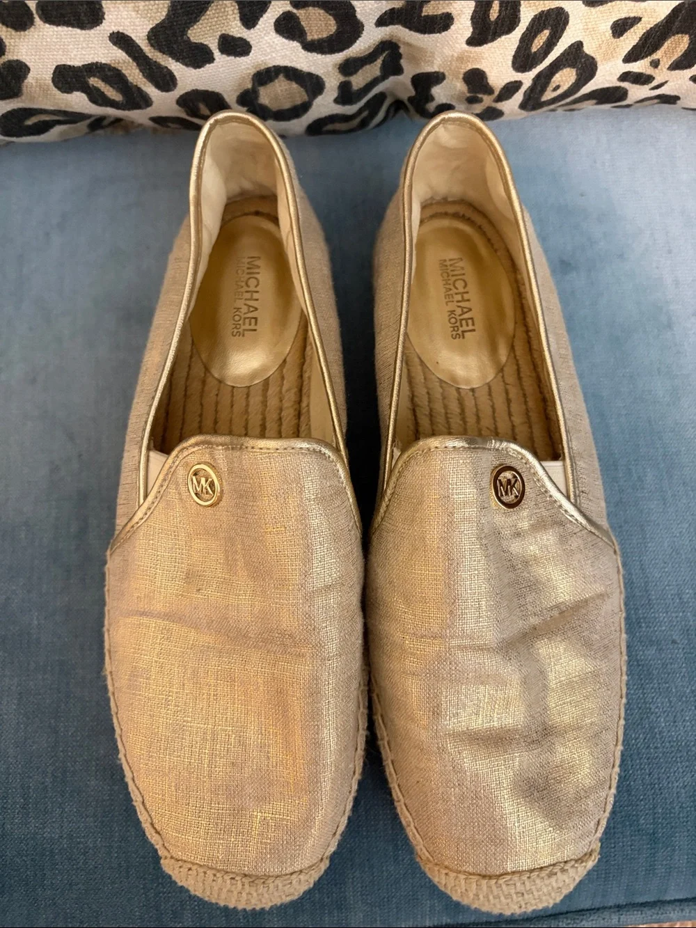 Michael Kors Metallic Gold Espadrille Slip-On Flats